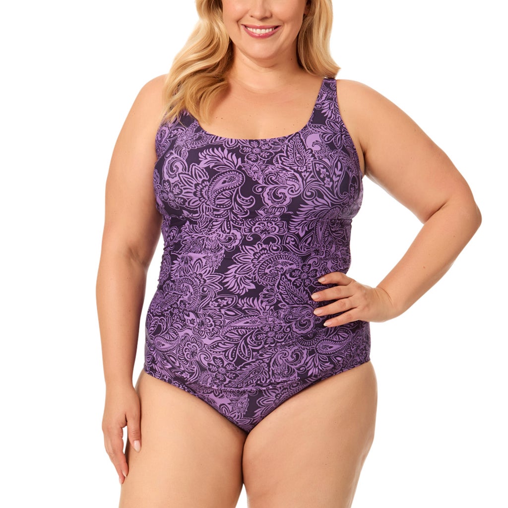 [color:purple] Lands' End Women's One-Piece Swimsuit - Purple - image 13