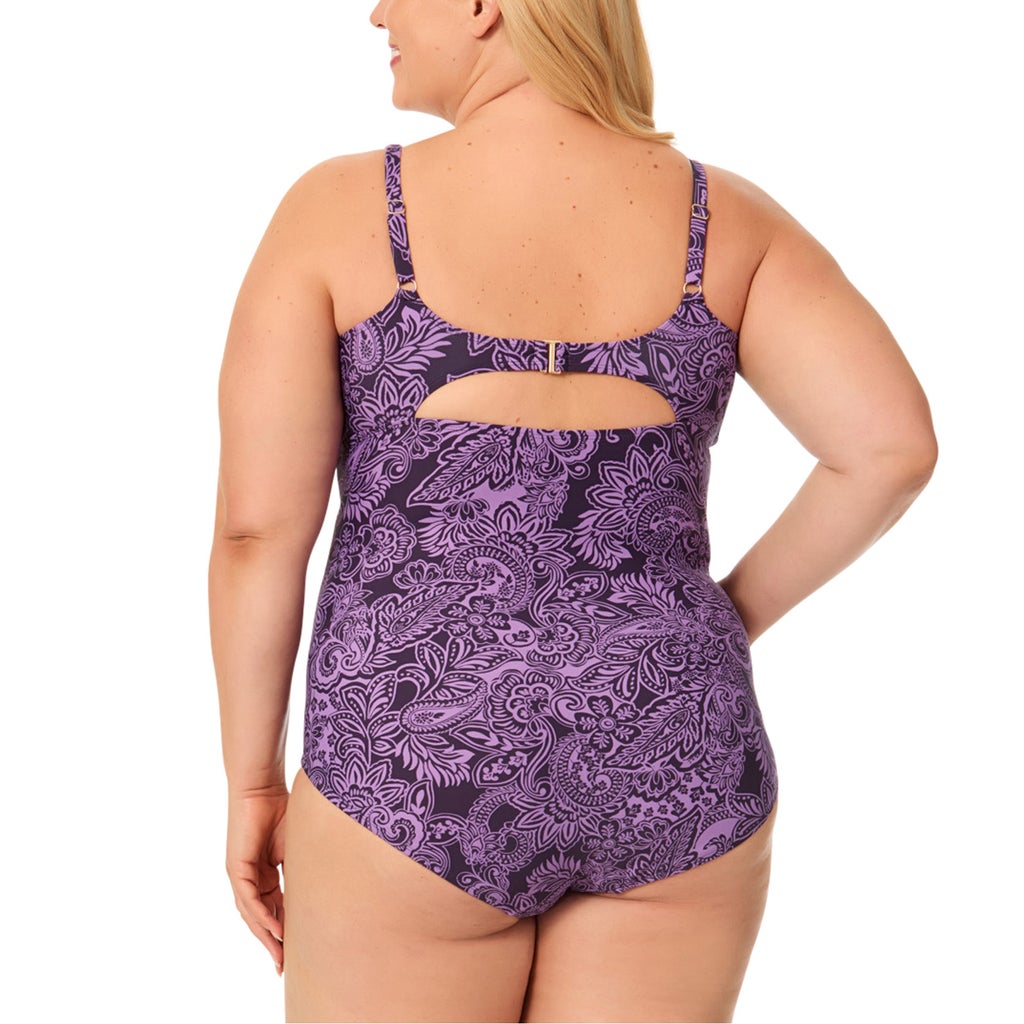 [color:purple] Lands' End Women's One-Piece Swimsuit - Purple - image 7