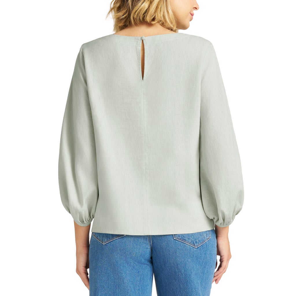 [color:green] Matty M Women's Linen Blend Top - Green - image 7
