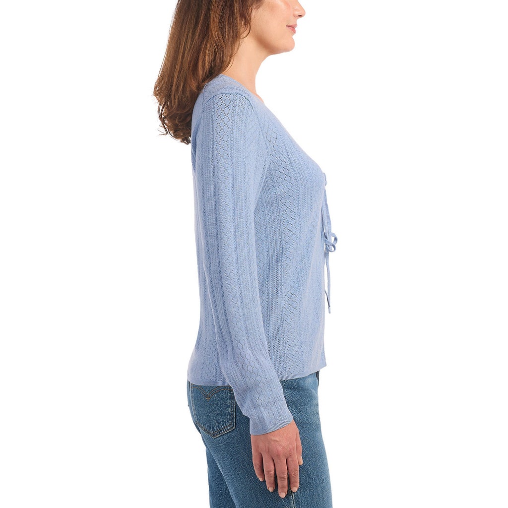 [color:light blue] Hilary Radley Women's Tie Front Cardigan - Light Blue - image 3