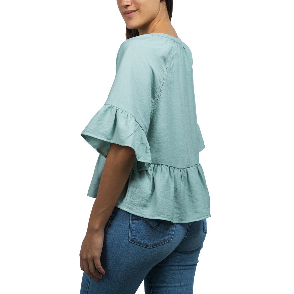 Jachs Girlfriend Women's Short Sleeve Ruffle Blouse - image 6