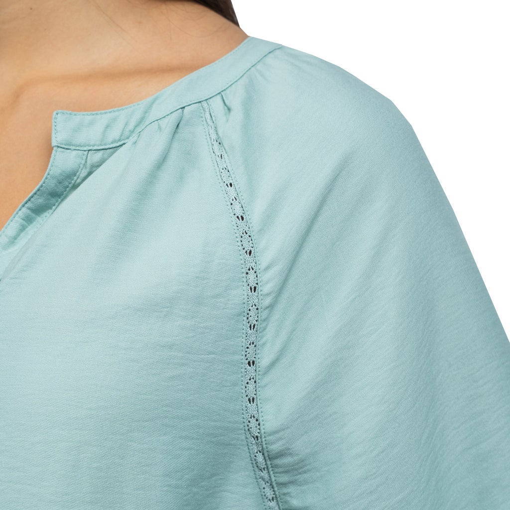 [color:green] Jachs Girlfriend Women's Short Sleeve Ruffle Blouse - Green - image 10