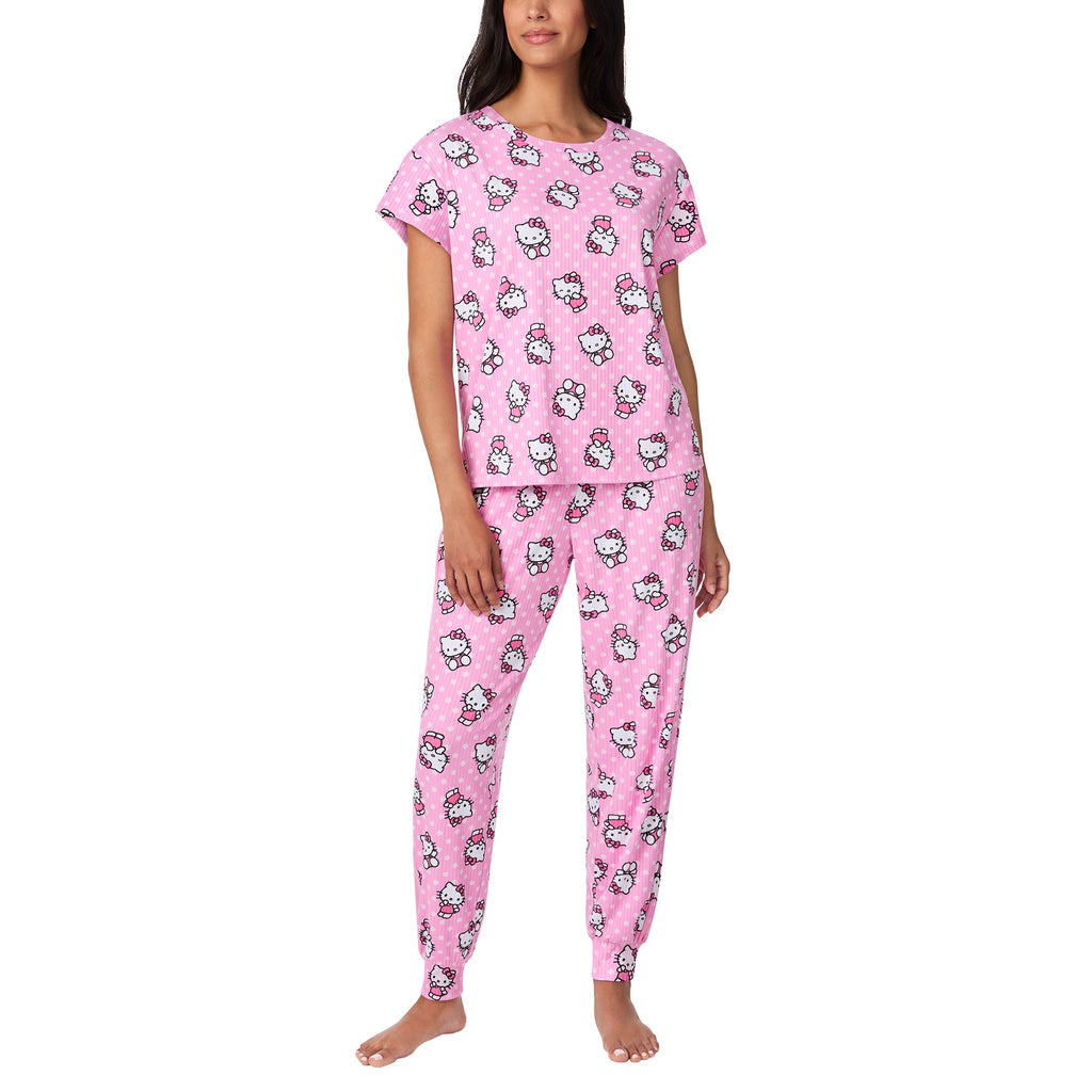 [color:pink (hello kitty)] Character Women's 2-Piece Pajama Set - Pink (Hello Kitty) - image 1