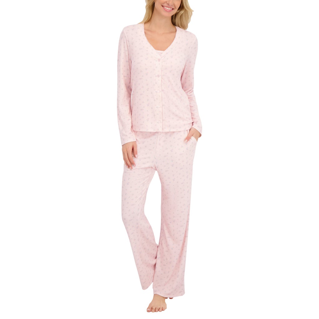 [color:pink] Live2Lounge Women's 3-piece Picot Lounge Set - Pink - image 12