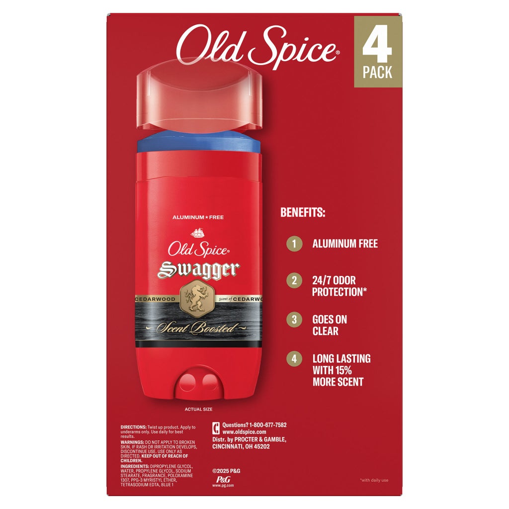 Old Spice Swagger Scent Boosted Aluminum Free Deodorant, 3 oz, 4-pack - product image