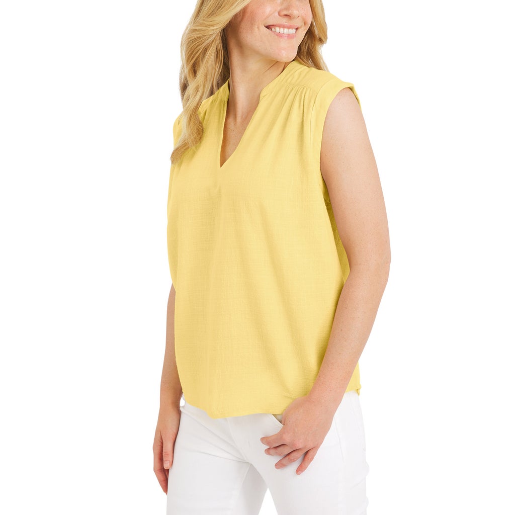 [color:yellow] Lands' End Women's Cotton Blend Sleeveless Top - Yellow - image 2