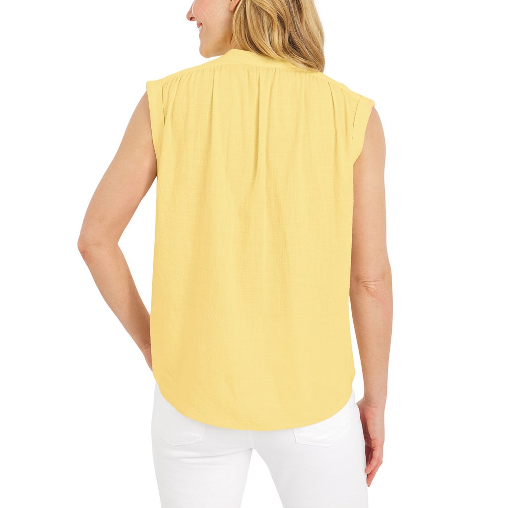 [color:yellow] Lands' End Women's Cotton Blend Sleeveless Top - Yellow - image 3