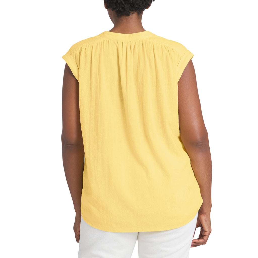 [color:yellow] Lands' End Women's Cotton Blend Sleeveless Top - Yellow - image 6