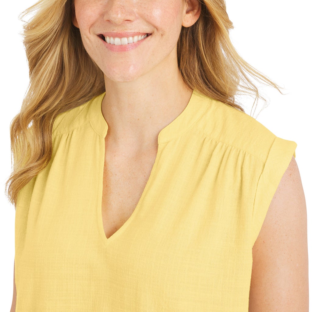 [color:yellow] Lands' End Women's Cotton Blend Sleeveless Top - Yellow - image 15