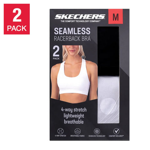 Skechers Women's Seamless Racerback Sports Bra, 2-pack