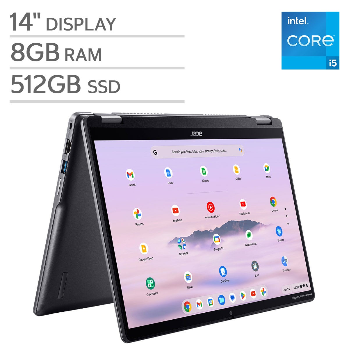 Acer Chromebook Plus Spin 514 — 14” Laptop with Google AI — Intel Core i5-1334U Processor 1920 x 1200 IPS Touchscreen — 8GB Memory — 512GB Storage — Chrome OS – image 1