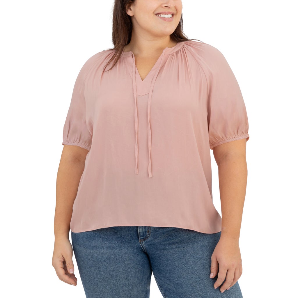 [color:pink] Well Worn Women's Short Sleeve Satin Blouse - Pink - image 5