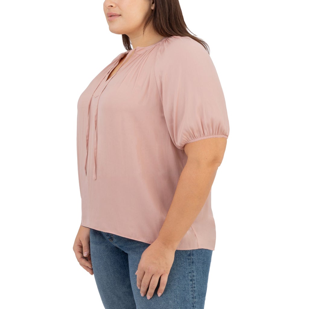 [color:pink] Well Worn Women's Short Sleeve Satin Blouse - Pink - image 6