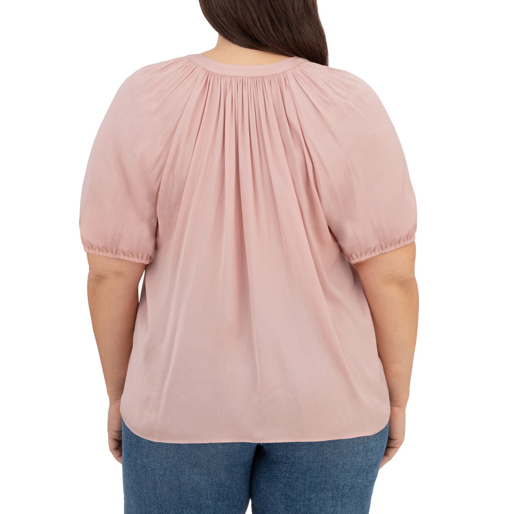 [color:pink] Well Worn Women's Short Sleeve Satin Blouse - Pink - image 7