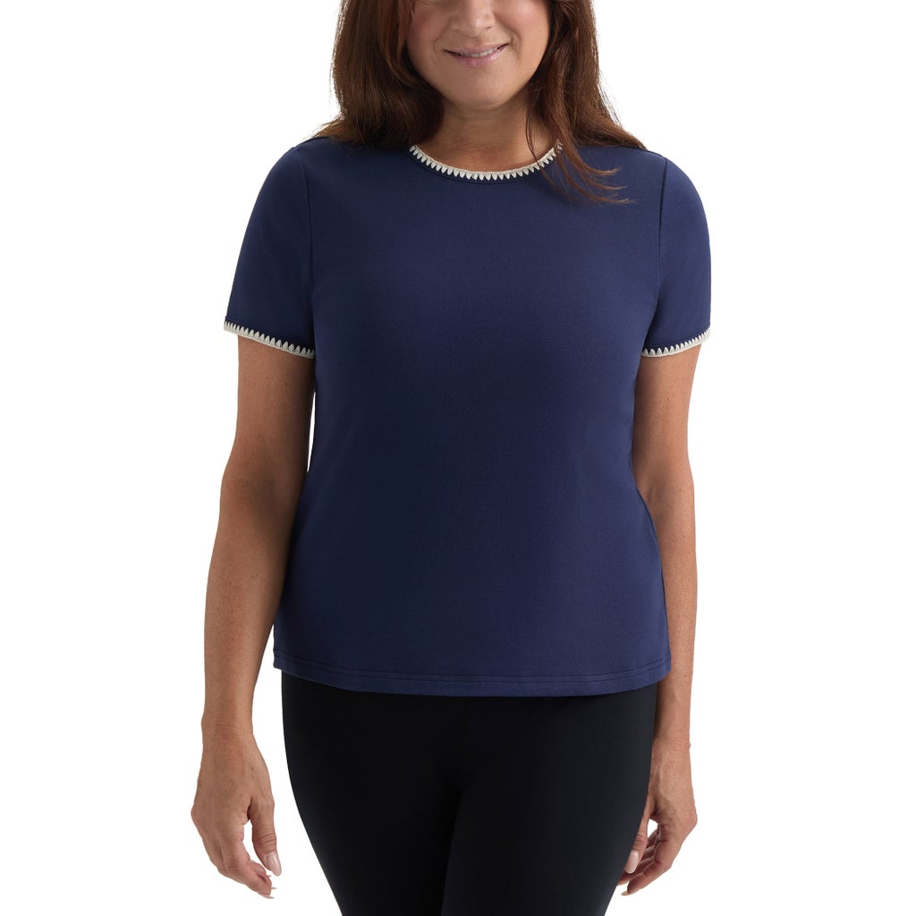 [color:navy] Teddi Rose Women's Short Sleeve Top - Navy - image 1