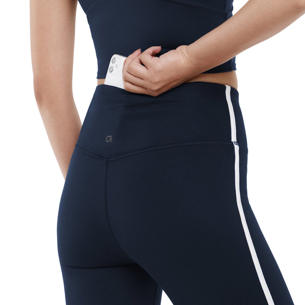 [color:navy] GapFit Women's Flare Legging with Piping - Navy - image 4