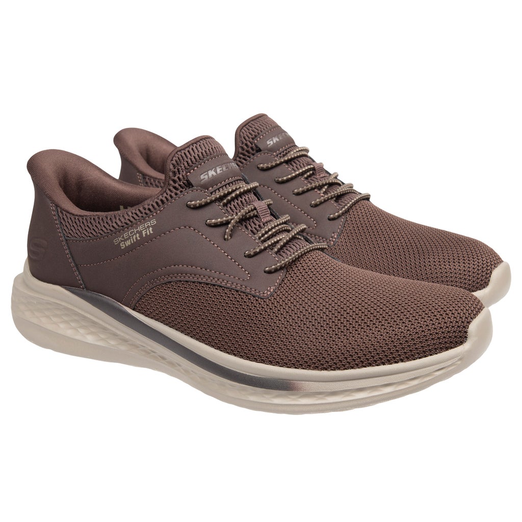 [color:brown] Skechers Men's Hands-Free Swift Fit Sneaker - Brown - image 1