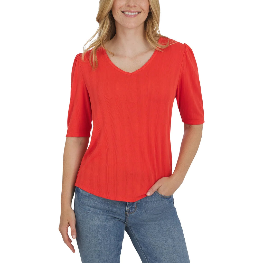 Lands' End Women's Pointelle Elbow Sleeve Top - image 4