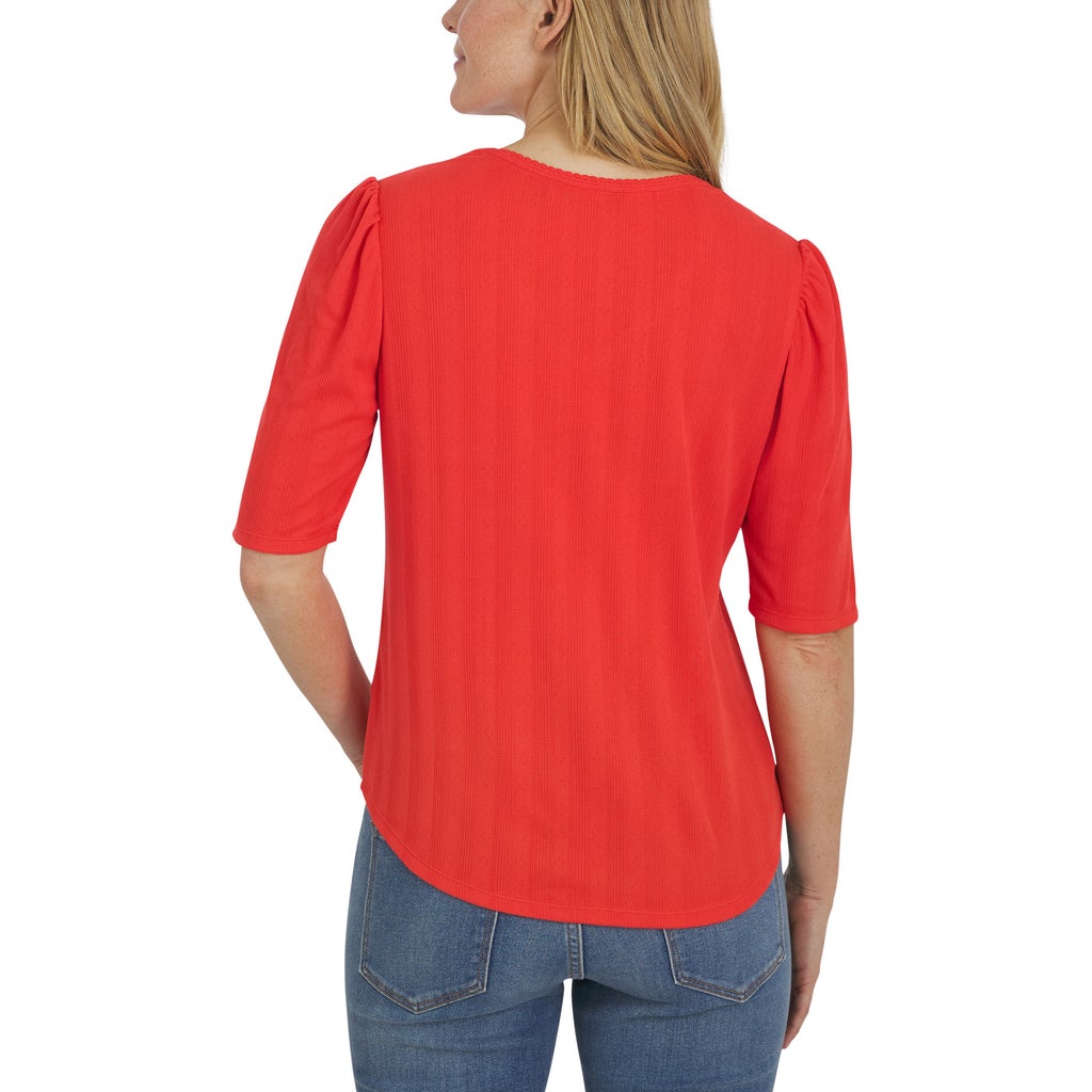 Lands' End Women's Pointelle Elbow Sleeve Top - image 5
