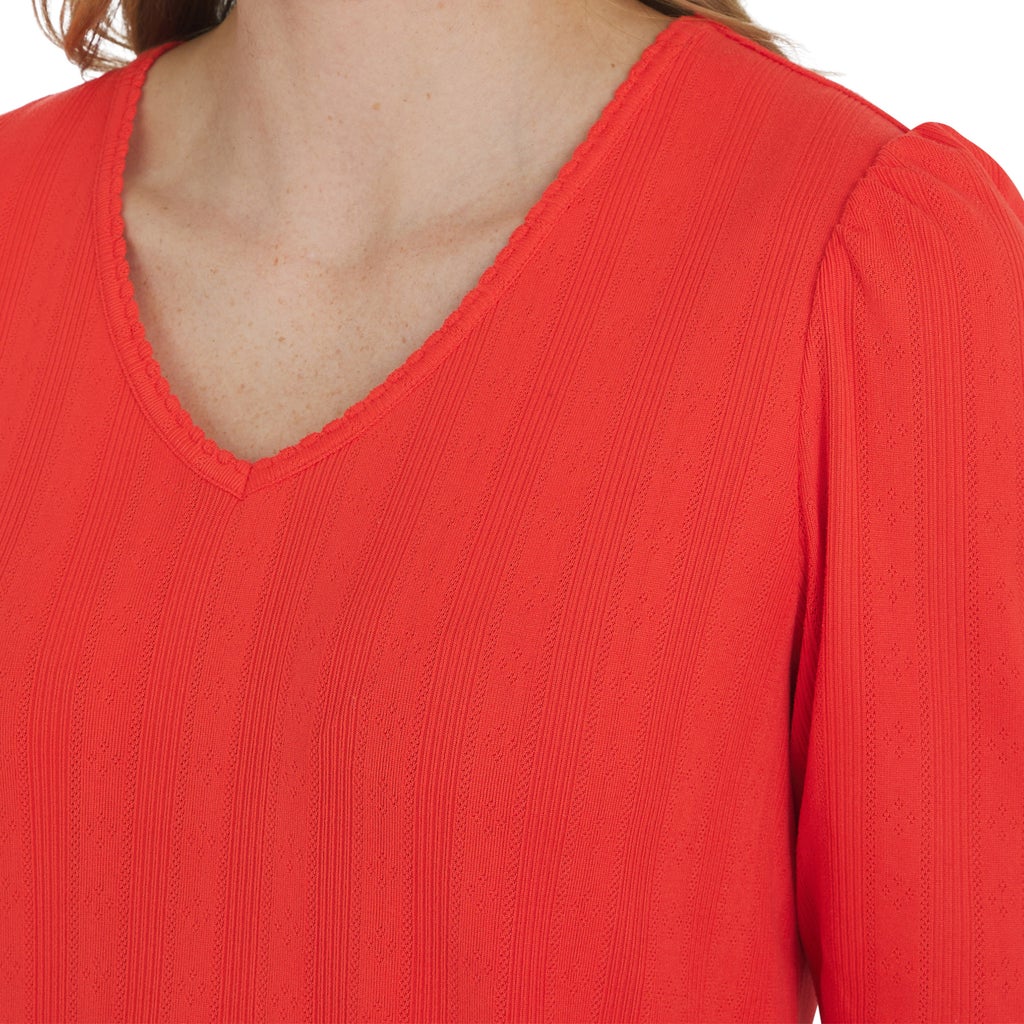 [color:red] Lands' End Women's Pointelle Elbow Sleeve Top - Red - image 13