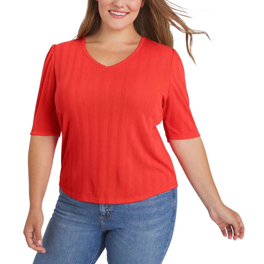 Lands' End Women's Pointelle Elbow Sleeve Top - image 8