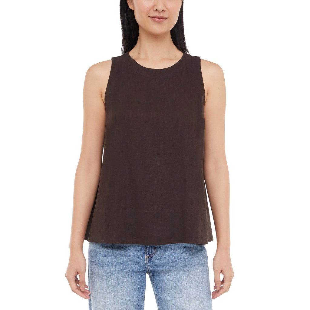 [color:brown] Banana Republic Women's Linen Blend Sleeveless Top - Brown - image 10
