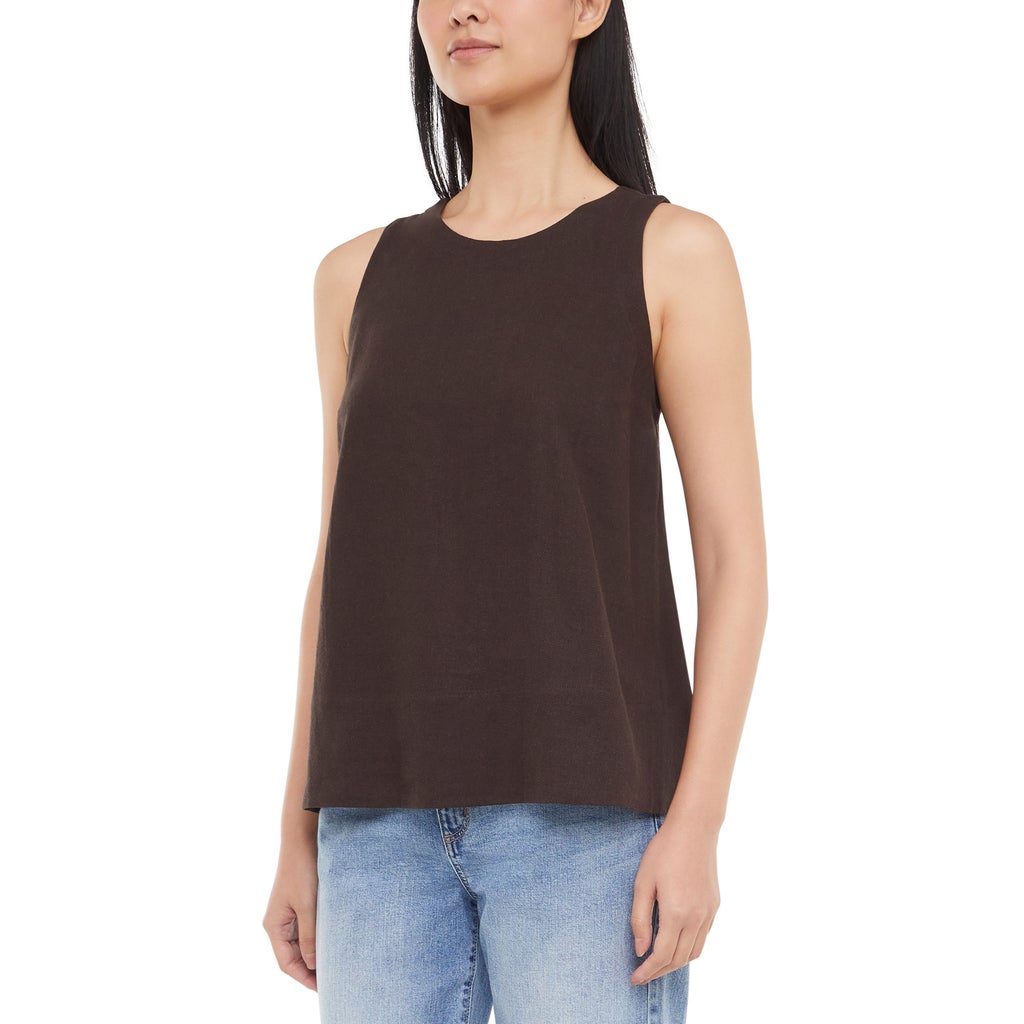 [color:brown] Banana Republic Women's Linen Blend Sleeveless Top - Brown - image 2