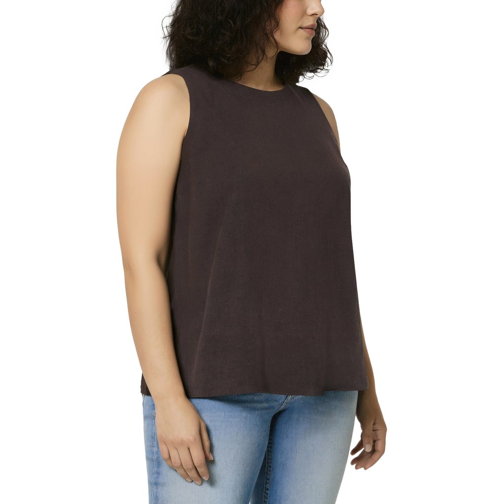 [color:brown] Banana Republic Women's Linen Blend Sleeveless Top - Brown - image 5