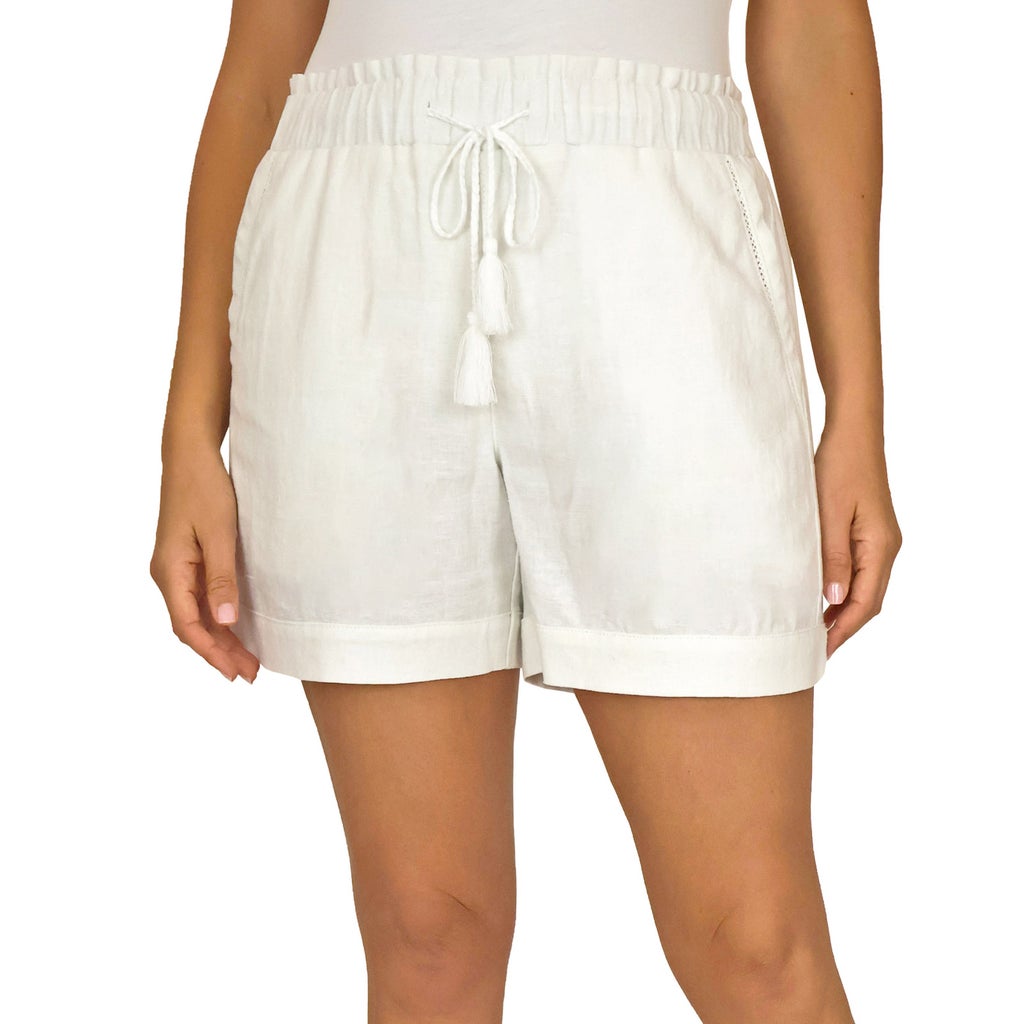 [color:white] Briggs Women's Linen Blend Short - White - image 1