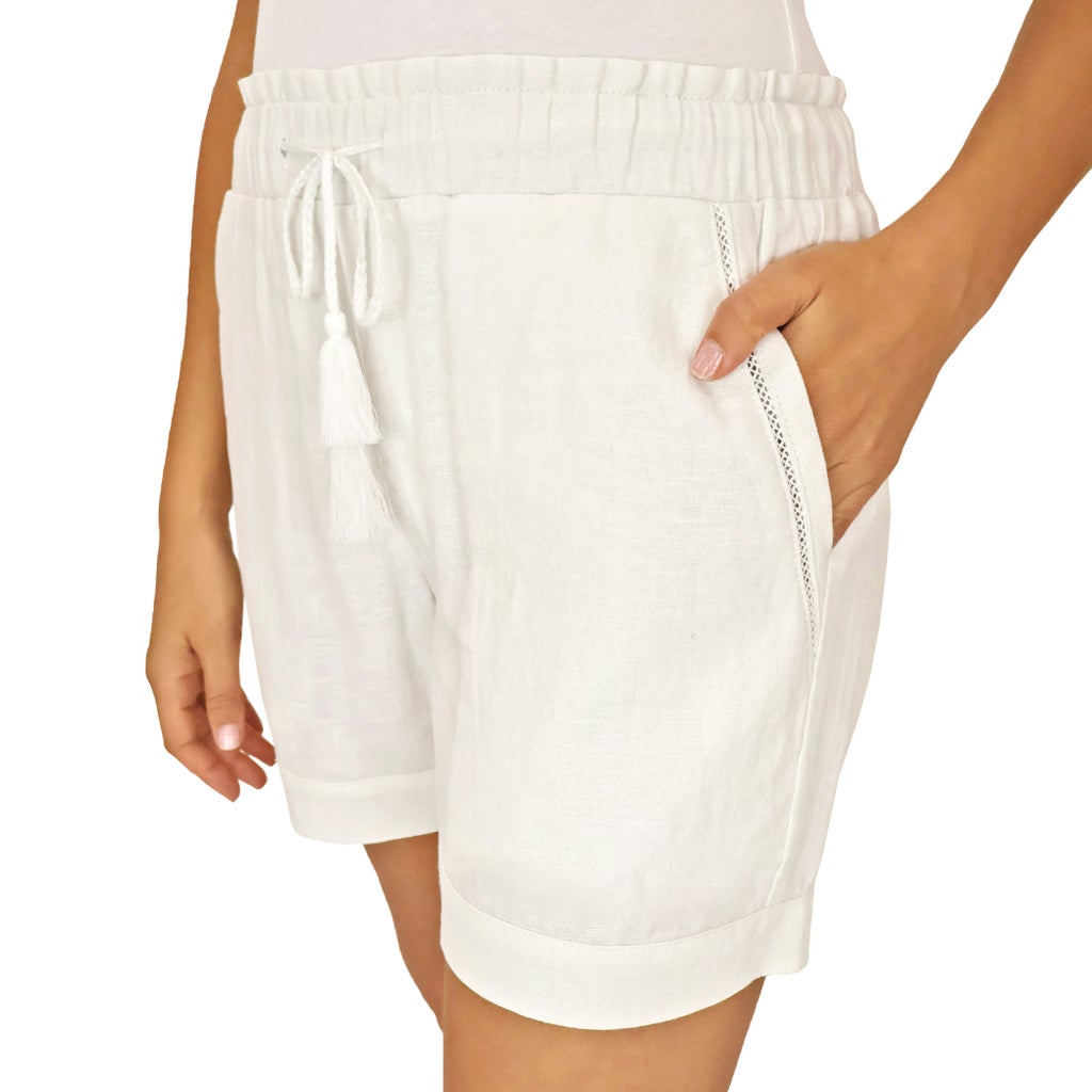[color:white] Briggs Women's Linen Blend Short - White - image 4