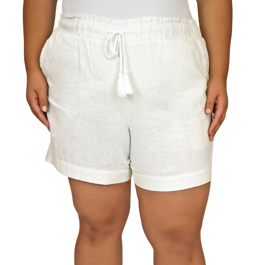 [color:white] Briggs Women's Linen Blend Short - White - image 5
