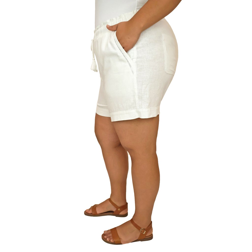[color:white] Briggs Women's Linen Blend Short - White - image 6