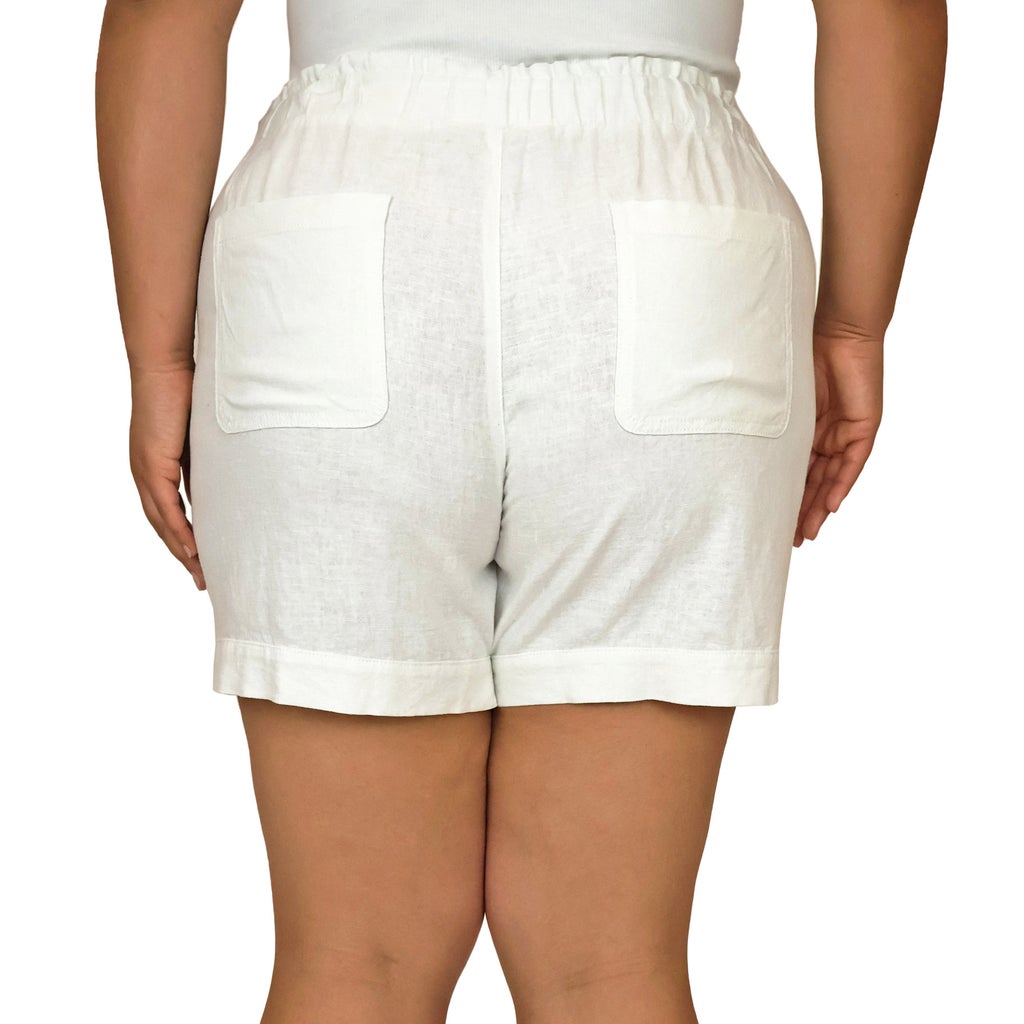 [color:white] Briggs Women's Linen Blend Short - White - image 7