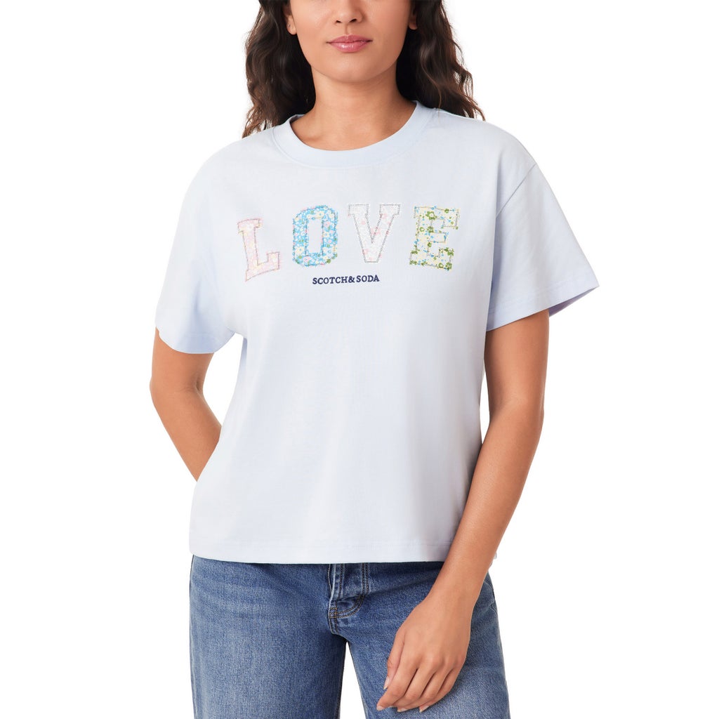 [color:blue] Scotch & Soda Women's Cotton Graphic Tee - Blue - image 1