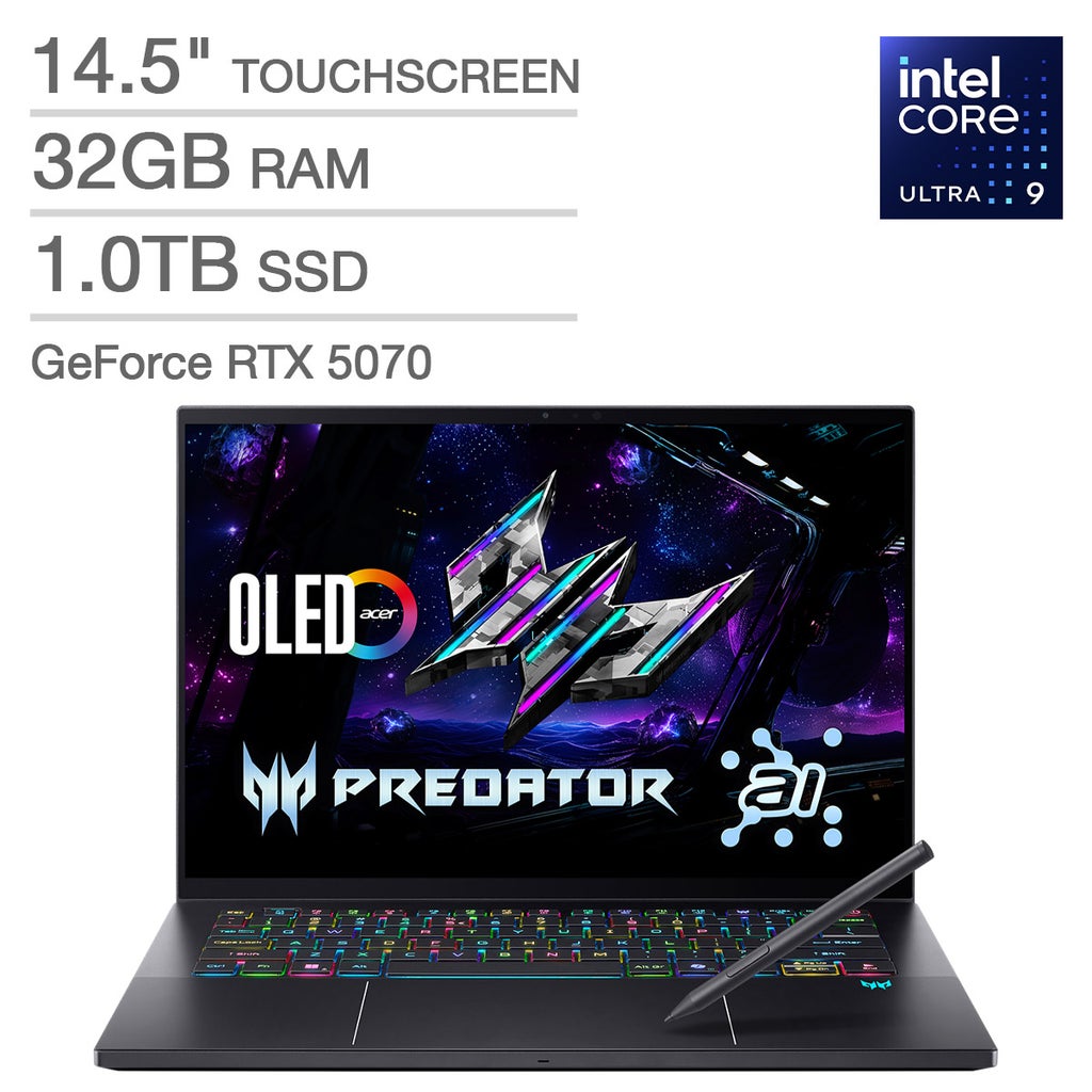 Acer Predator Triton 14 Copilot+ PC 14.5" Gaming Laptop - Intel Core Ultra 9 processor 288V - GeForce RTX 5070 - OLED 2880 x 1800 Touch 120Hz - 32GB RAM - 1TB SSD - Windows 11 – image 1