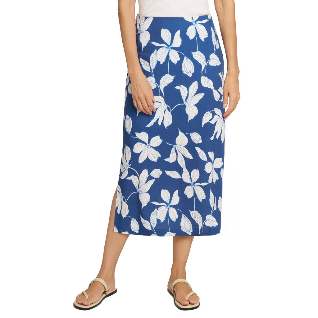 [color:blue] Matty M Women's Linen Blend Skirt - Blue - image 5