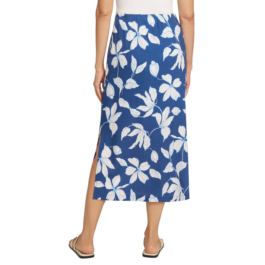 [color:blue] Matty M Women's Linen Blend Skirt - Blue - image 3