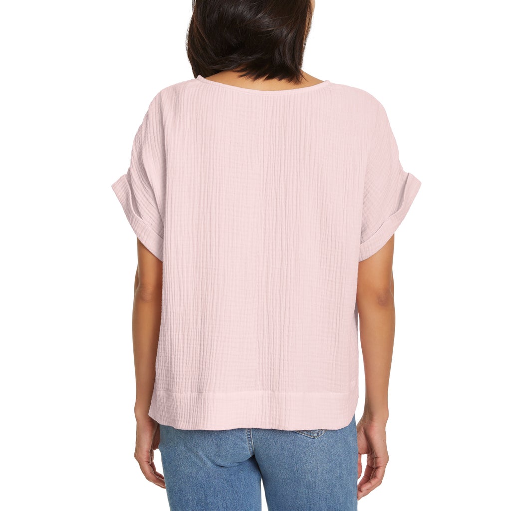 [color:pink] Gloria Vanderbilt Women's Cotton Gauze Pullover Top - Pink - image 11