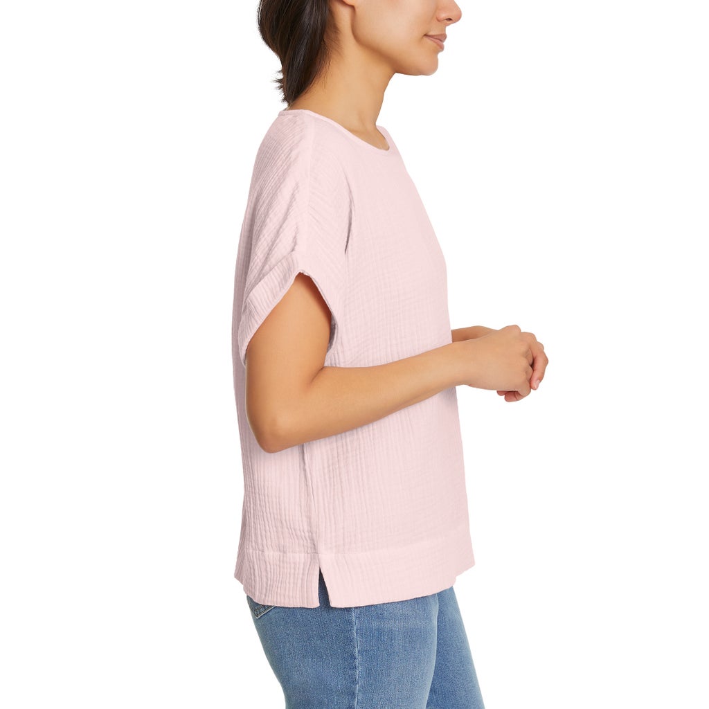 [color:pink] Gloria Vanderbilt Women's Cotton Gauze Pullover Top - Pink - image 12