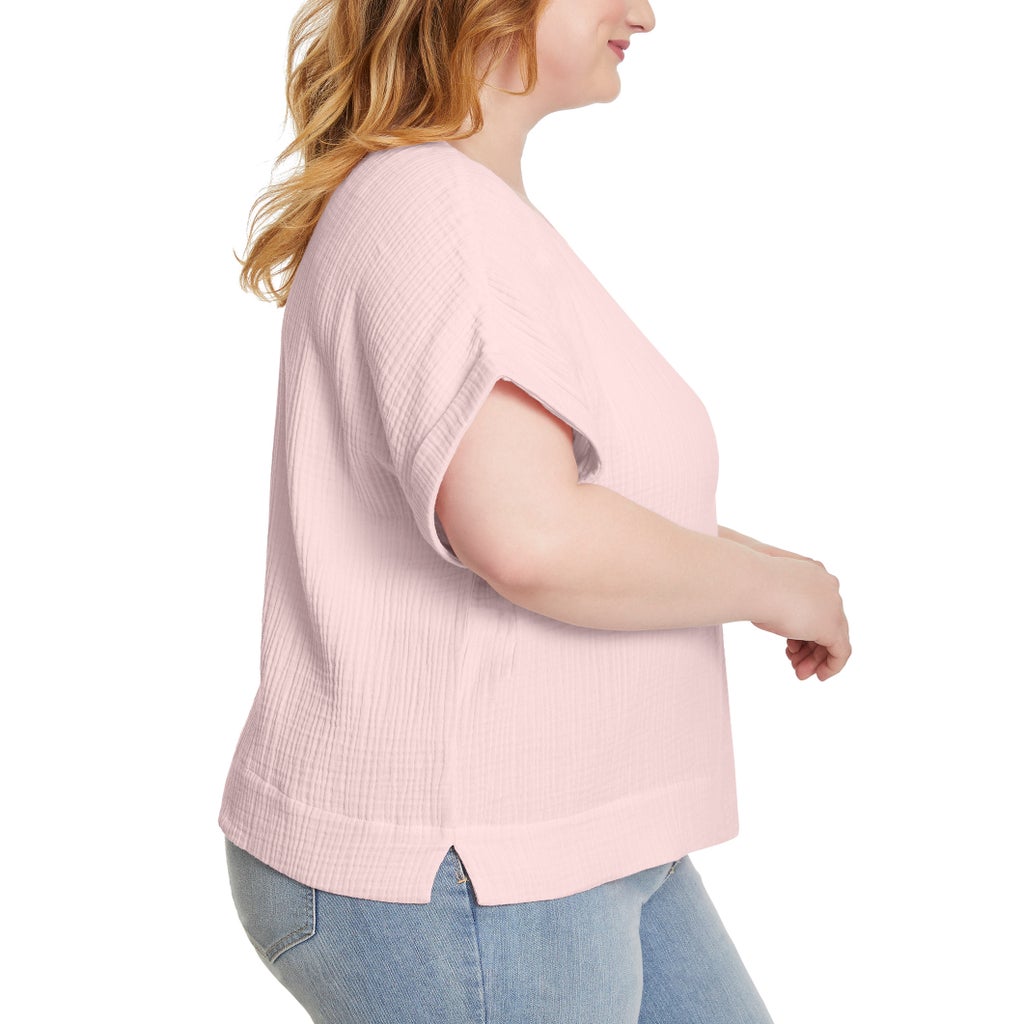 [color:pink] Gloria Vanderbilt Women's Cotton Gauze Pullover Top - Pink - image 18