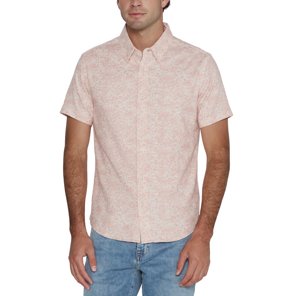 [color:red] Infinity Men's Cotton Short Sleeve Shirt - Red - image 1