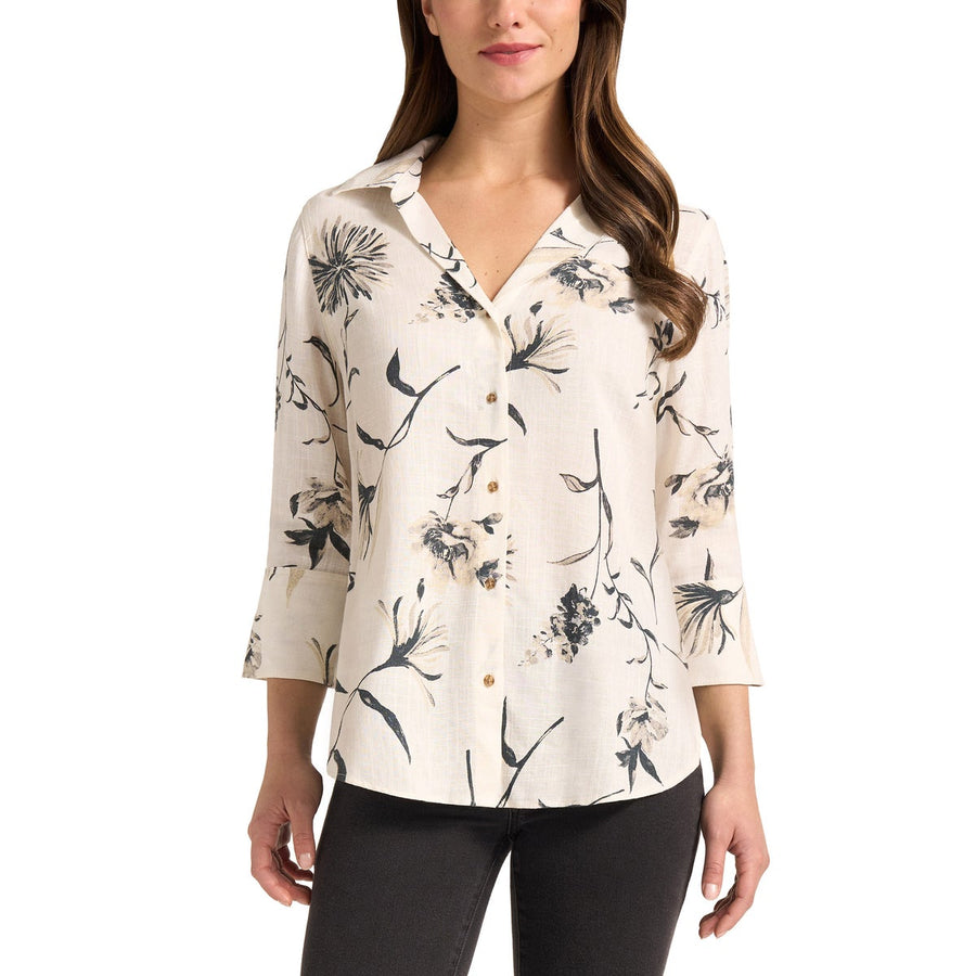 Matty M Women's Button Up 3/4 Sleeve Shirt