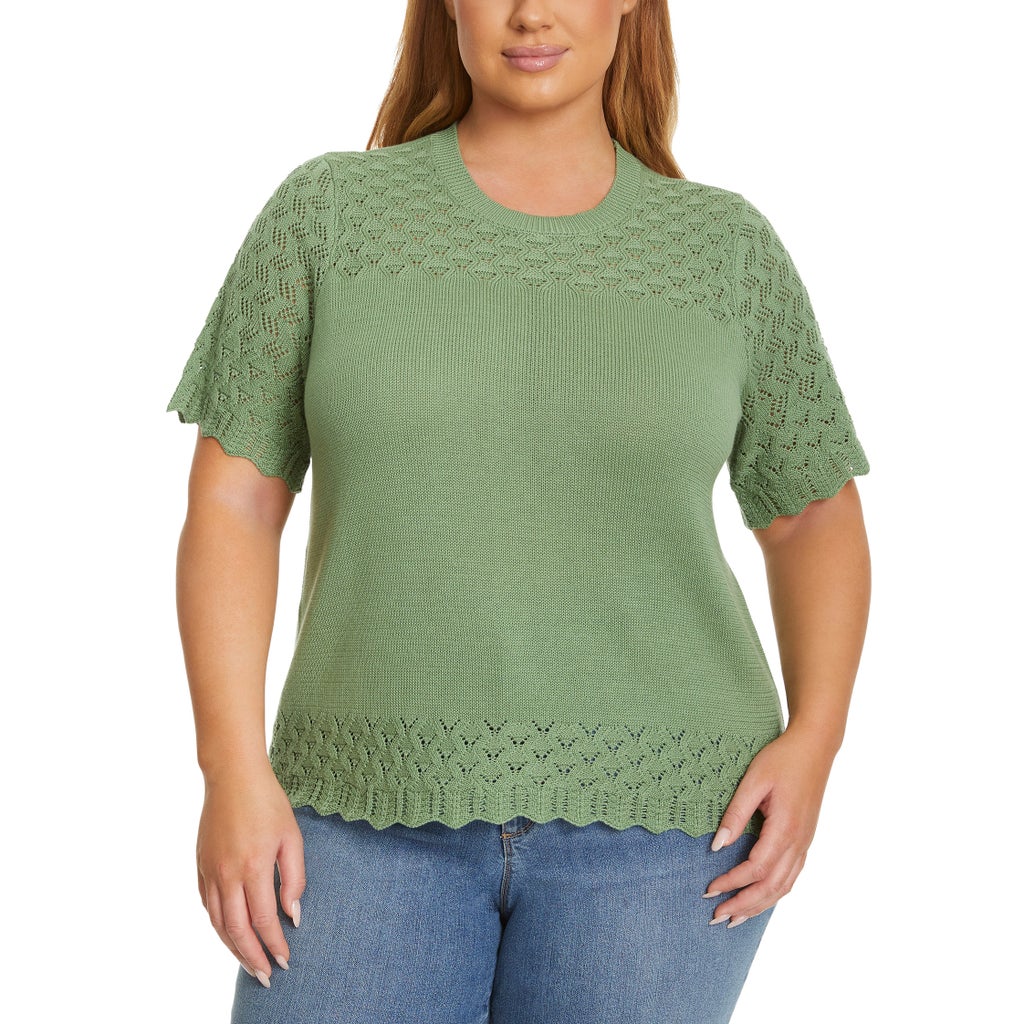 [color:green] Jessica Simpson Women's Short Sleeve Sweater - Green - image 16