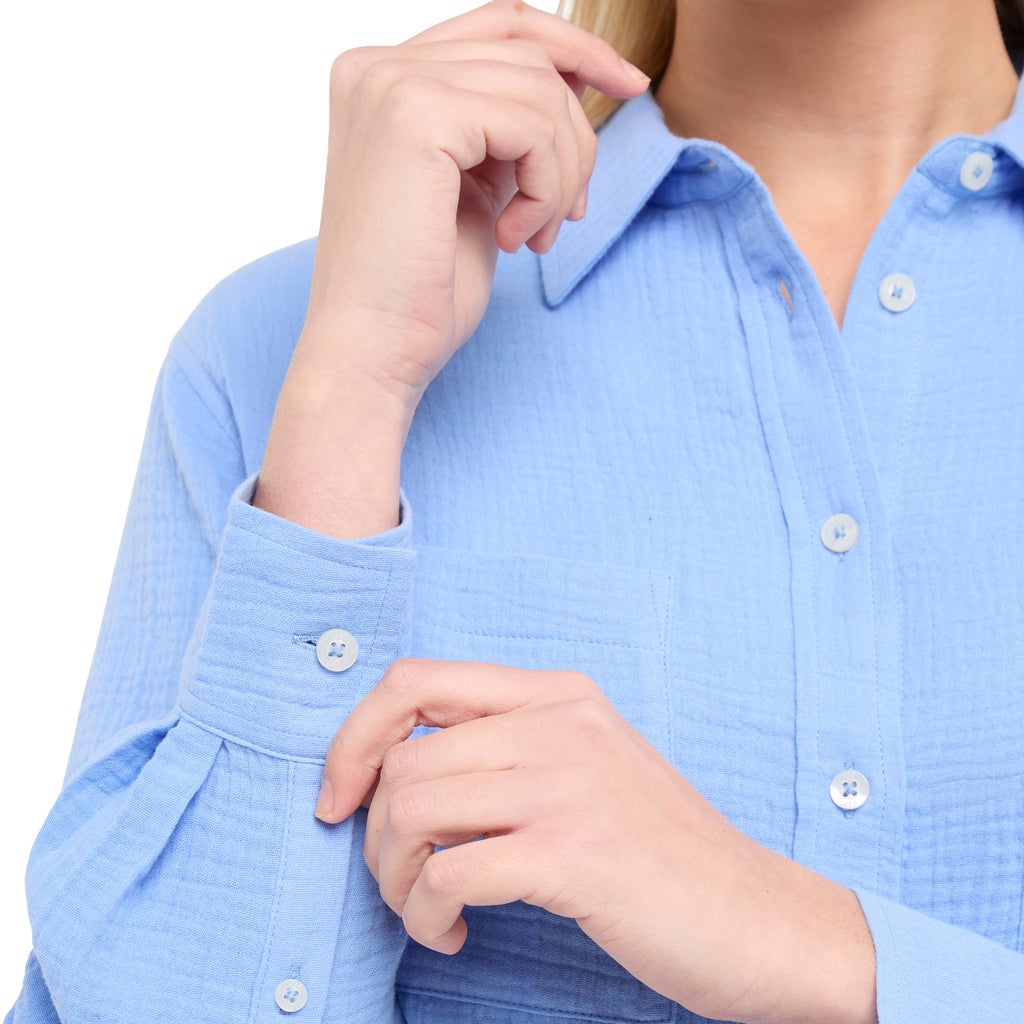 [color:blue] Gap Women's Cotton Gauze Button Up Shirt - Blue - image 6
