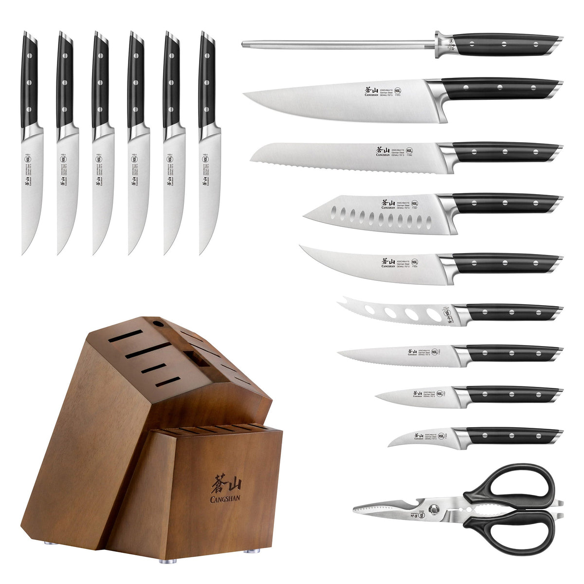Cangshan Denali Series German Steel Forged 17-piece Knife Block Set