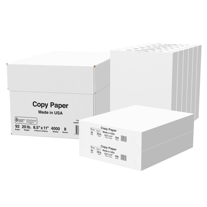 8 Ream Copy Paper – 20lb 8.5"x11" 92 Bright White Paper. 4,000 Sheets – 500 Sheets per Ream – image 2