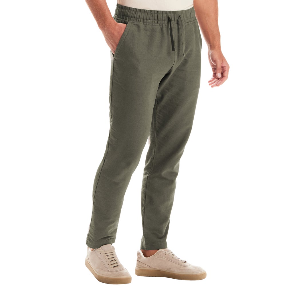 [color:green] Vintage and Black Men's Linen Pull-On Pant - Green - image 2