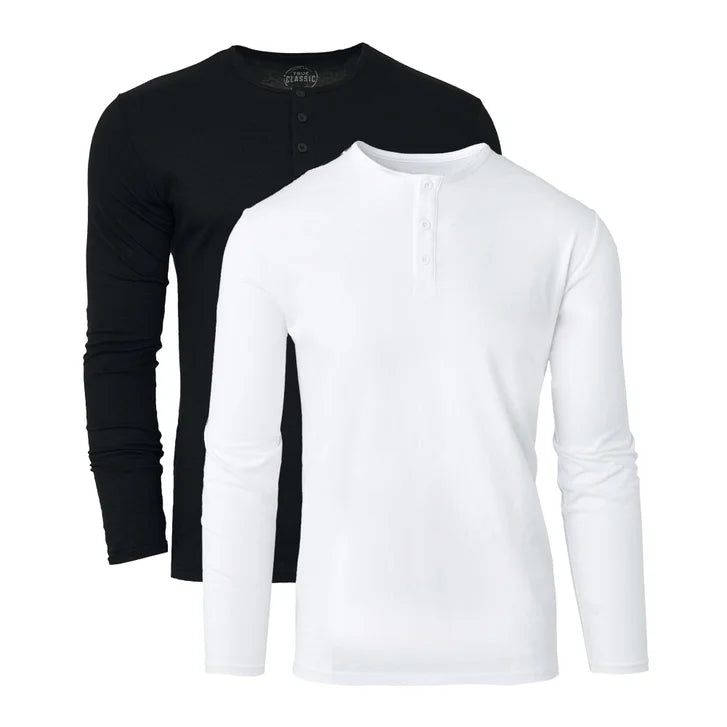 True Classic Men’s Long Sleeve Henley, 2-pack