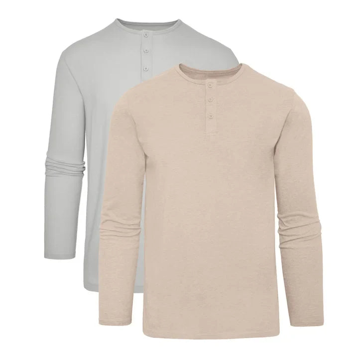True Classic Men’s Long Sleeve Henley, 2-pack