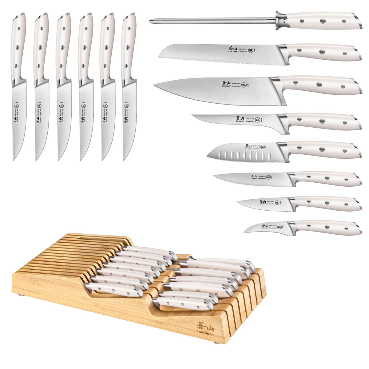 Cangshan Alps Series German Steel 15-piece Knife In-Drawer Set